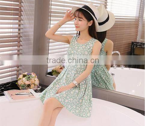 2016 Printing Summer Collect Waist Dress With Printed Fashion Style