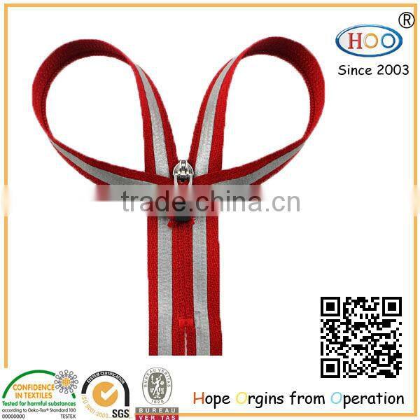 2015 wholesale price reversible zipperclose end nylon reflective reverse zipper