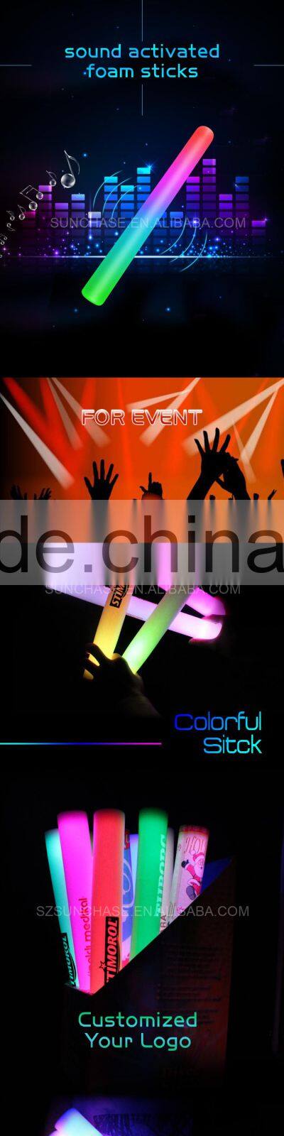 promotional party favor led foam stick led sound activated foam stick baton