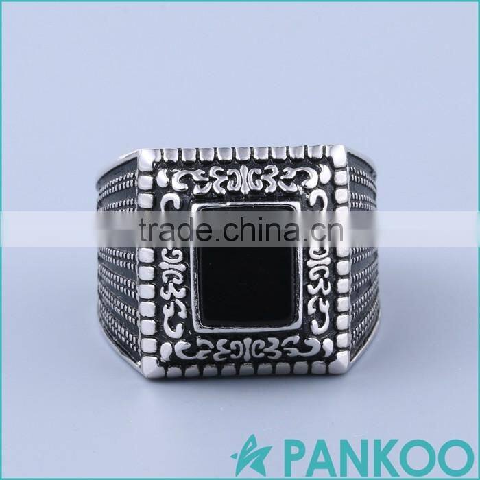 Wholesale retro top tier black gems 925 sterling silver rings engagement ring