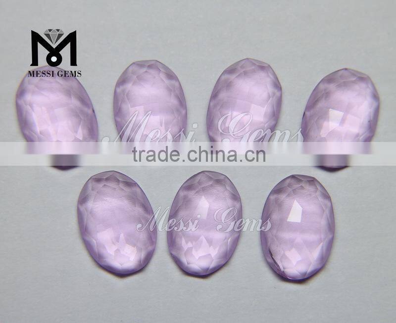 Messigems Good Quality Oval 13.5x9.5 Checkerboard Purple Decorative Glass Stone