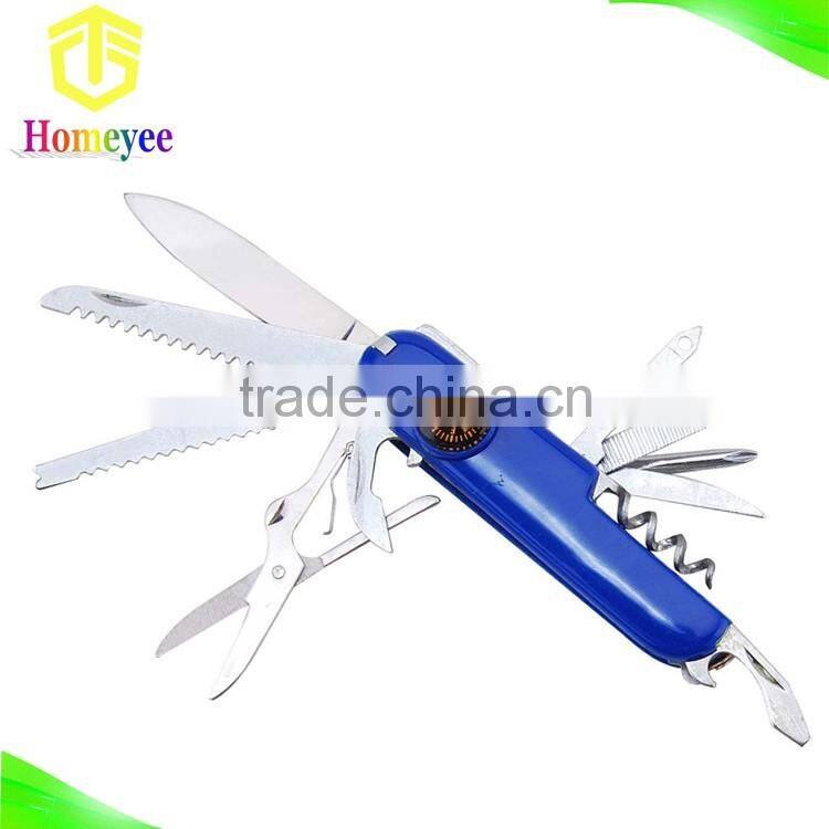 Camouflage Green Handle multipurpose knife with compass for outdoor