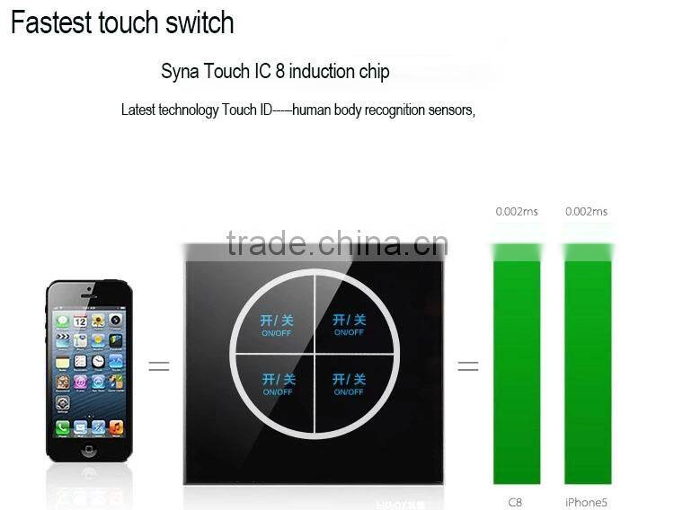 LED 1 2 3 Gang 1 Way Crystal Glass Panel Light Touch Screen Wall Switch EU