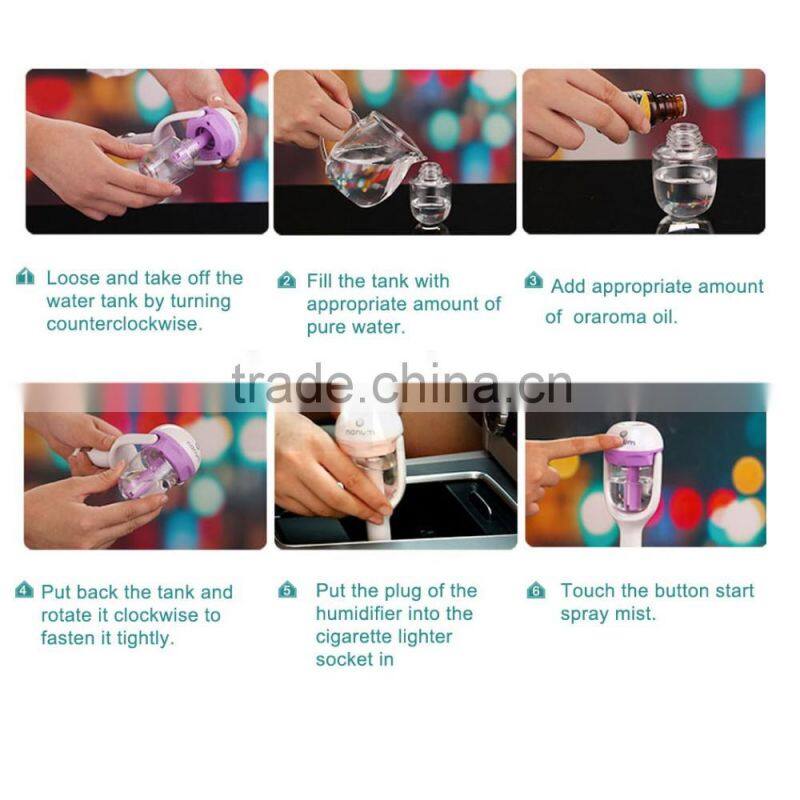 New Creative Gift 50ml Mini Car Humidifier Portable Air Purifier Essential Oil Diffuser Aromatherapy Mist Maker Car Accessories