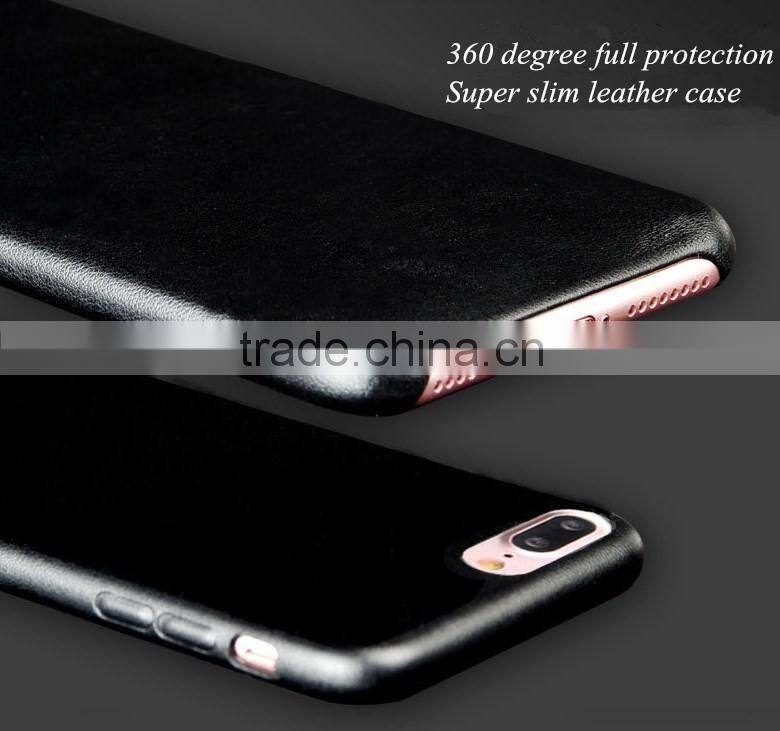 Ultra slim leather back cover for iPhone 7 plus, for iphone 7plus leather case