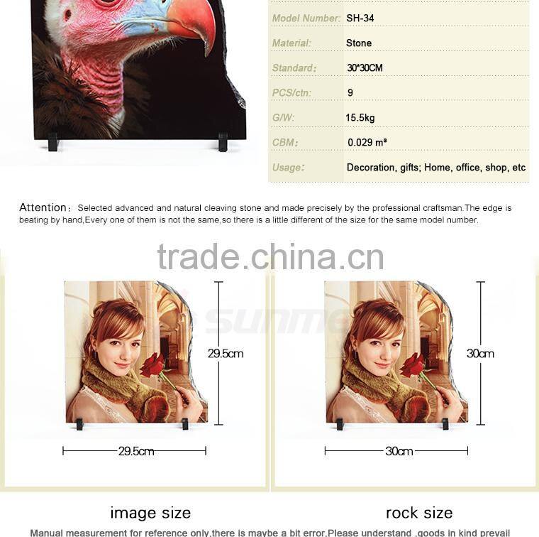 Sunmeta cheap supply irregular shaped 30*30cm heat press rock slate photo(SH-34)