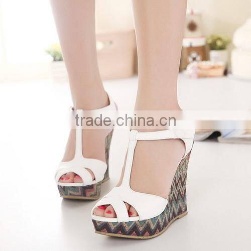 Factory price comfortable sandals wedges heel peep toe sandals high-heeled wedges platform shoes sandals PC3744