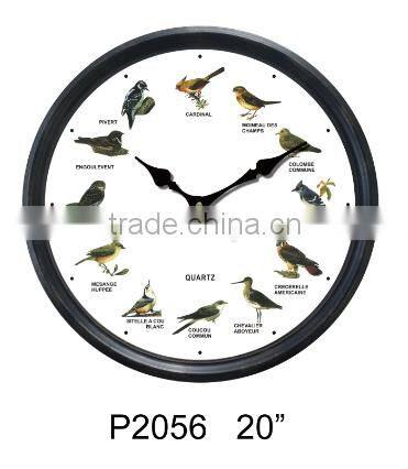 large promotional plastic bird sounds wall clock