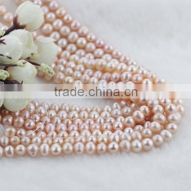 8mm AA grade potato natural shiny luster peach pink pearl string