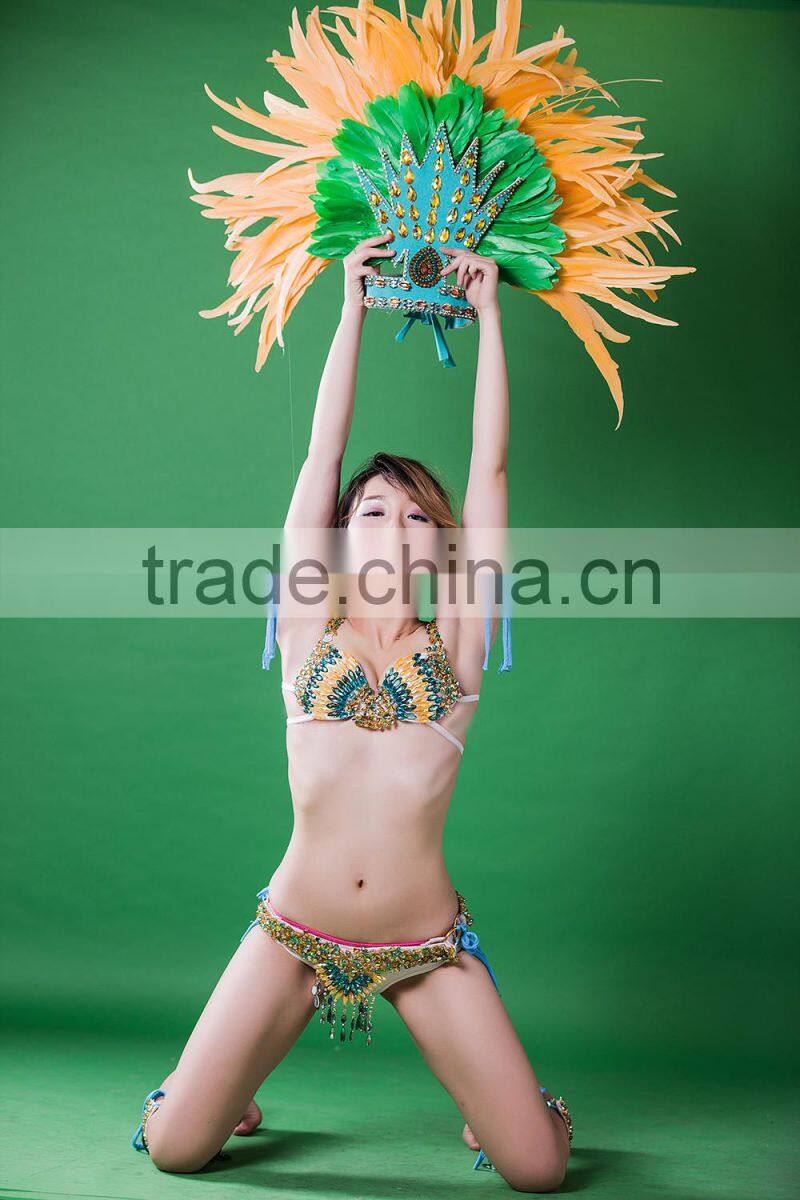Wild mixed color feather bead tassel brazil sexy carnival costume