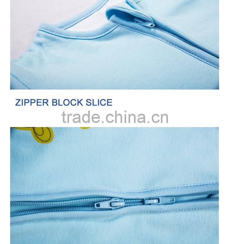 100% cotton anti kicking infant child foot sleeping bag long sleeve without filling blue style