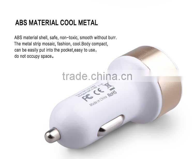 2016 Hot selling Portable Double Micro USB Car Charger For Apple and Andriod Device