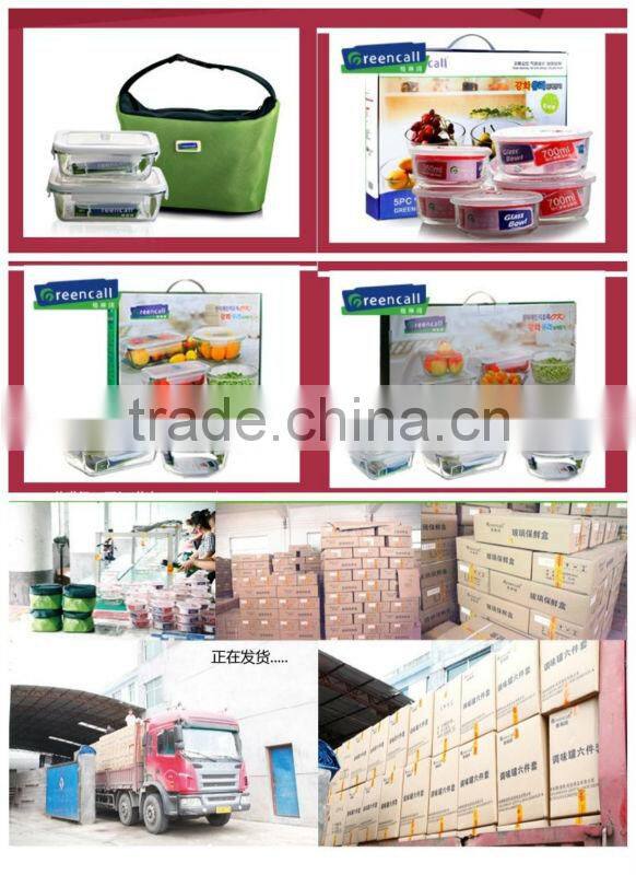 Airtight lock style glassfood container with plastic lid