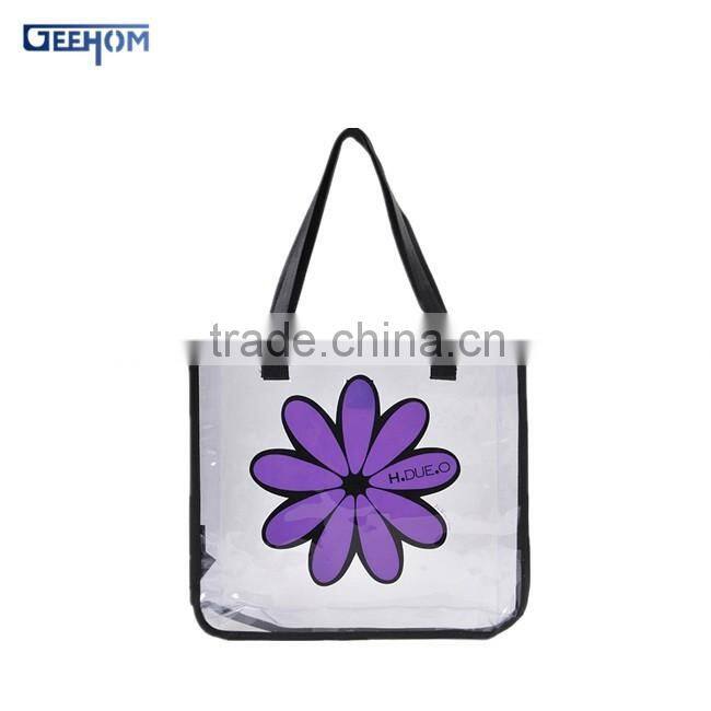 snap button clear pvc bag cheap ladies pvc shopping bag