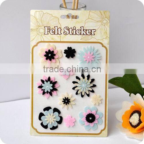 adhesive felt sticker, 3d sticker , handmade felt sticker, scrapbooking sticker, layered sticker , flower felt sticker