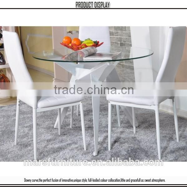 round glass table with metal legs