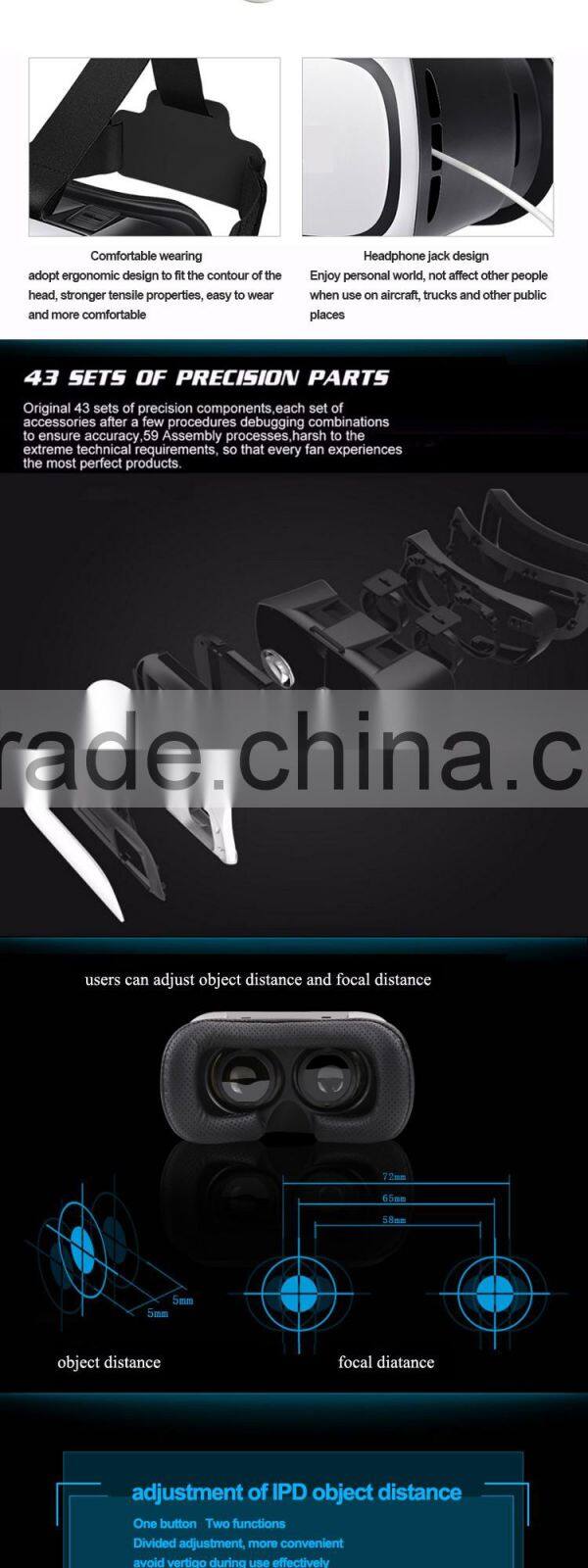 virtual reality vr 3d glasses phone case vr box 2.0 with remote