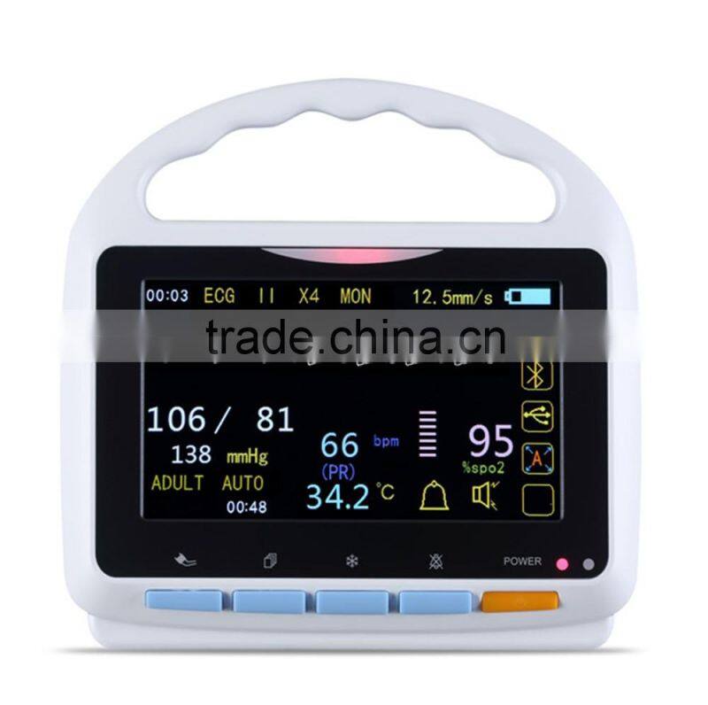 CE&ISO approved 5 inch Touch Screen Multi parameter Patient Monitor with bluetooth function software