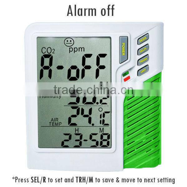 Wall mount/Desktop Carbon Dioxide CO2 0-9999ppm Monitor Temperature RH Dew Point Wet Bulb TWA STEL Made in Taiwan