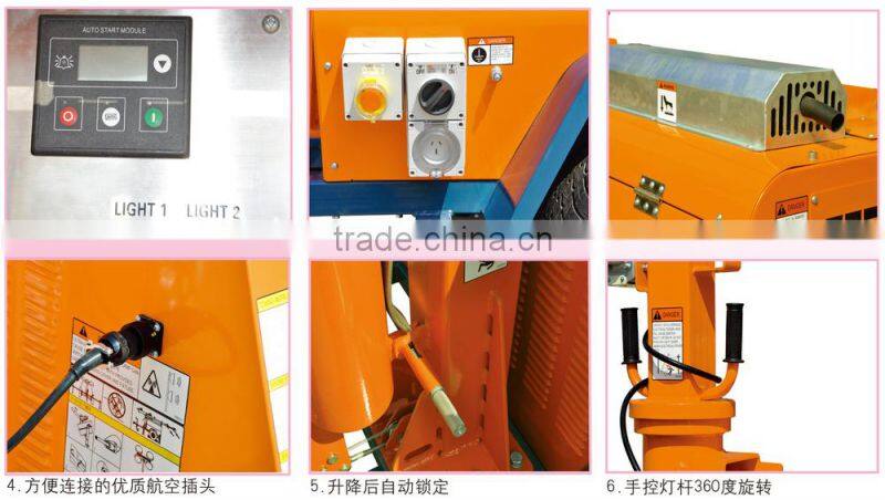 diesel engine hand operated telescopic light tower from china for sale