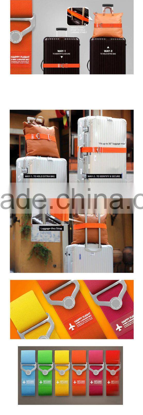 Suitcase Bag Straps Travel Adjustable Belt Lock Baggage Tie Backpack-orange