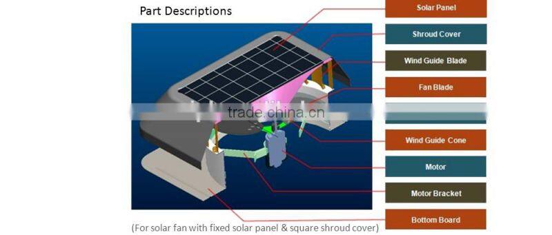 Roof standing solar ventilator air exhaust fan