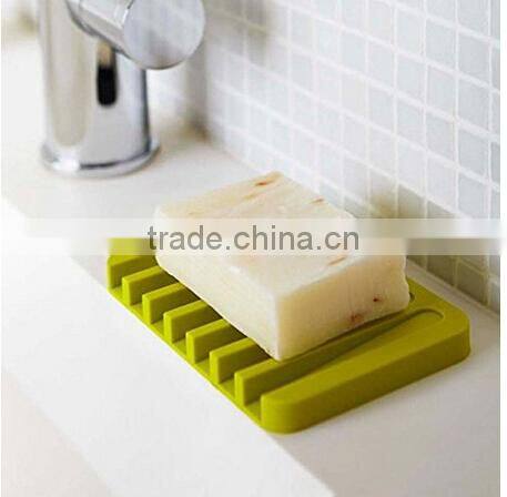Bathroom Silicone Shower Soap Tray Dish Storage Holder