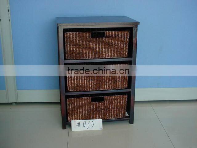Large natural wooden cabinet wicker furniture with handle