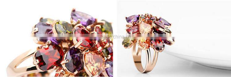 Wholesale Stock Small Order Fashion Women Colorful Zircon Ring