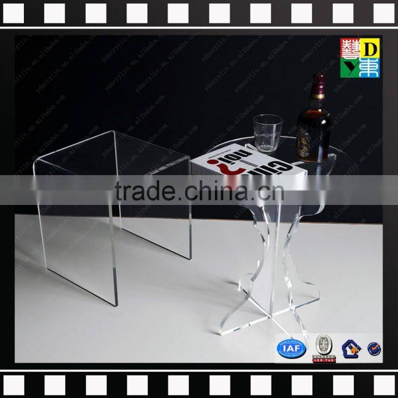 High transparent acrylic flower table modern wholesale PMMA sied table clear plastic table stool from china manufacturer
