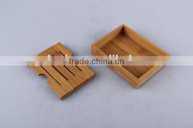 Double layer separable bamboo soap box rectangular soap dishes