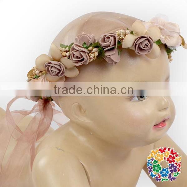 Wholesale Children 2 Pcs Adjustable Tiara Artificial Flower Crown And Waist Bracelet