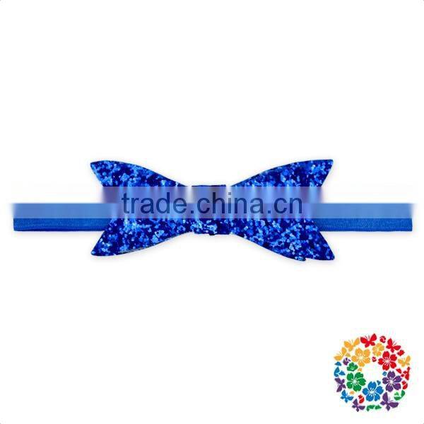 Royal Blue Shiny Sequin Bow Headbands For Baby Girls