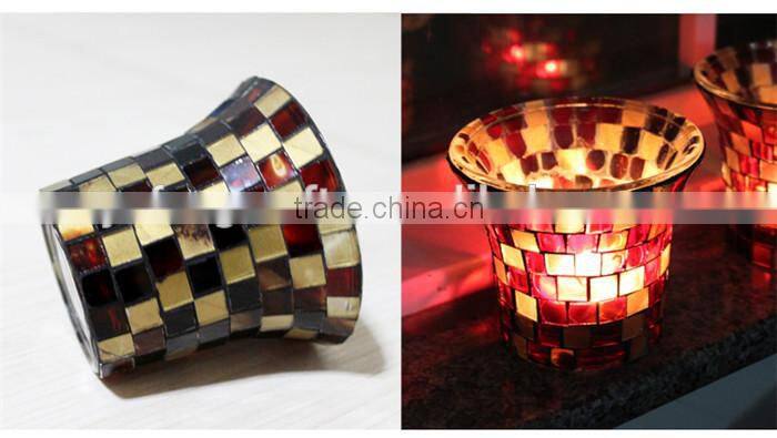 black mosaic handmade candle holders art and crafts