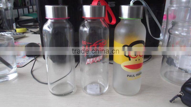 300ml glass milk bottle juice bottle water bottle with metal lid