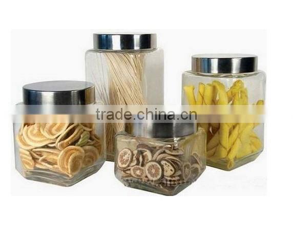 clear square glass storage jar jam jar