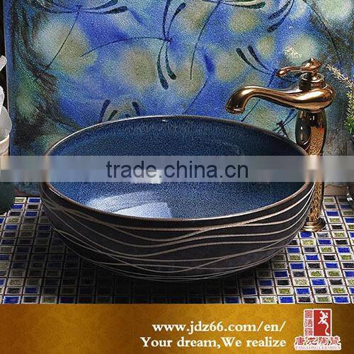 Traditional small size black bronze glaze ceramic wash basin