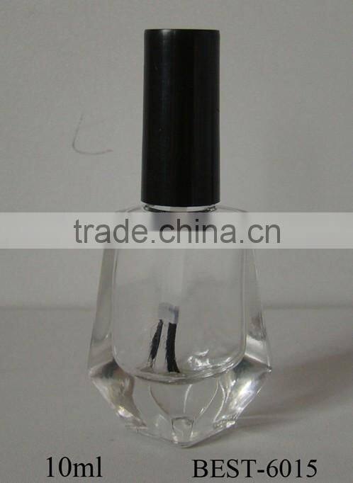 10 ml diamond shaped unique nail polish bottles with black lid