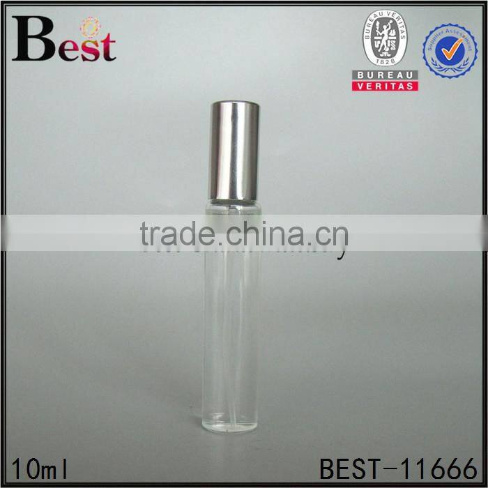2017 new products perfume bottle 10ml clear perfume bottle 10ml empty round shape perfume bottle 10ml with silver plastic cap