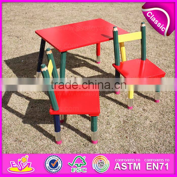 2015 Excellent quality cheap folding kids pencil table and chairs,Cartoon pencil used children table and chair wholesale WO8G138