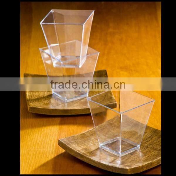 Elegant Square Mini 2 oz Clear Tasting Sample Shot Glasses Dessert cups,custom plastic square dessert drinking cup for sale
