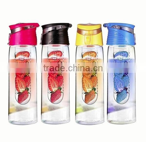 Tritan Plastic BPA Free Fruit Infuser Water Bottle Flip Top 700ml