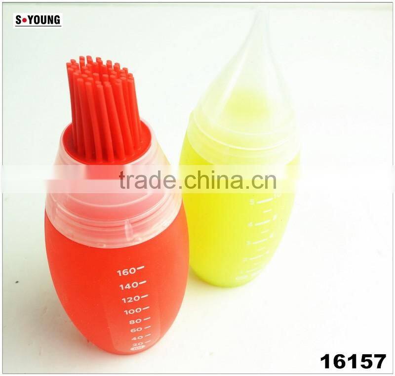 16157 2 Packs Heat Resistant Silicone Squeeze Bottles Kit Basting Brush Cooking Oil Brushing