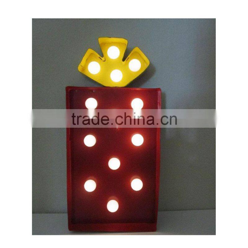 Red lighting christmas led metal gifts decoration box