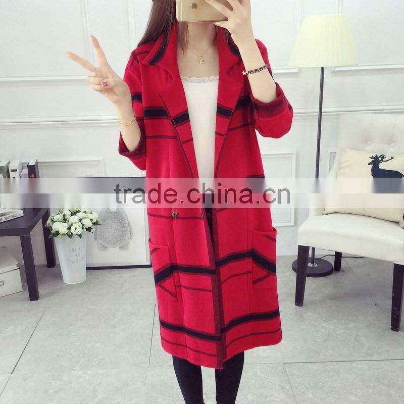 Wholesale ladies knitted sweater coat women long knit cardigan