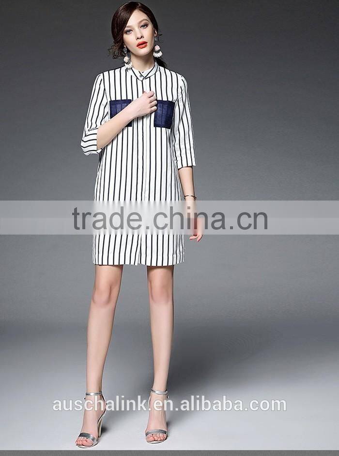 outdoor custom cheap lady striped breathable linen shirt nice design