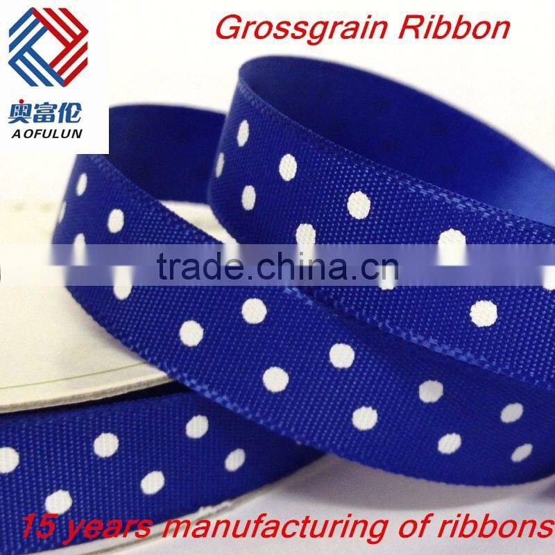 High Quality Polka Dot Printed Grosgrain Ribbon