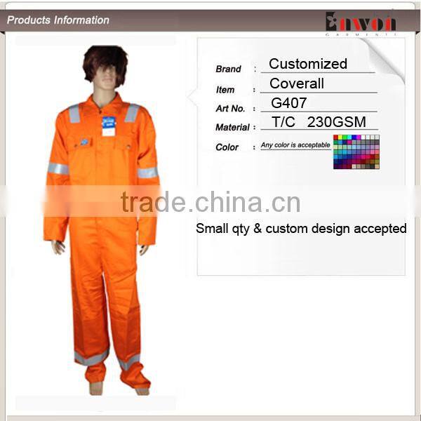 New Design Breathable Reflective Orange Cotton Coveralls
