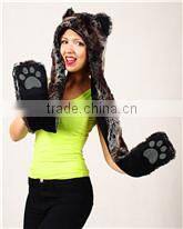 Long eared plush animal head russian style fur winter hat