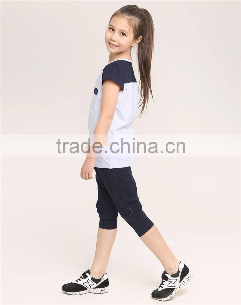 2016 fashion dress leisure short sleeves t shirt children's suit of clithes for little girls